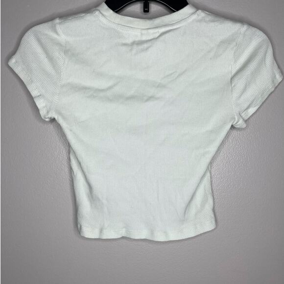 Tna Pastel Green Crew Neck Basic Ribbed Babydoll Top Size Small - Picture 2 of 4